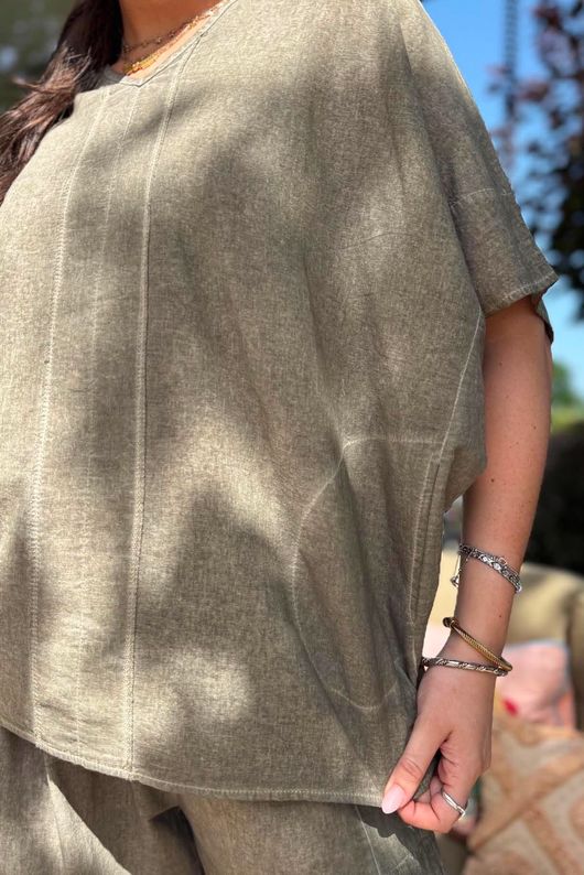 Rustic Nature Linen Blend Pocket Tee Washed Walnut